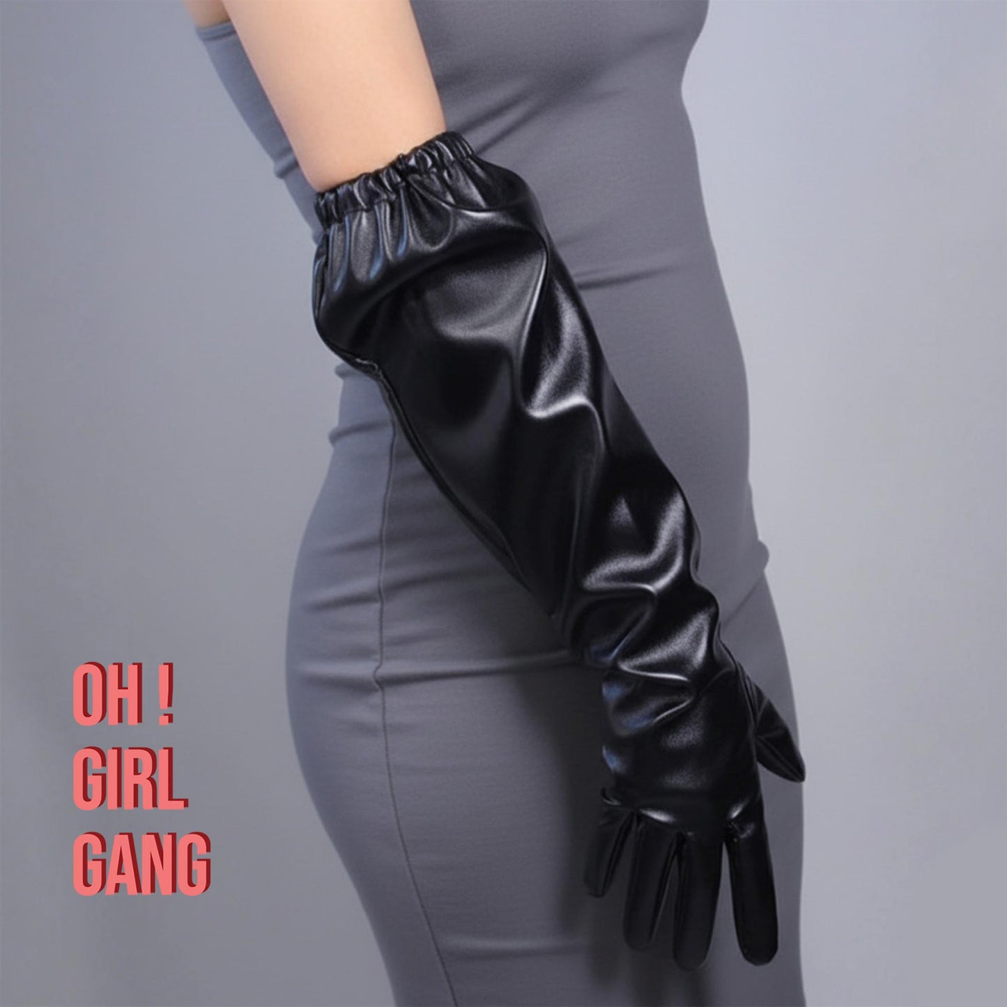 Unisex Fashionable Gloves. White / Black Leather (50cm)