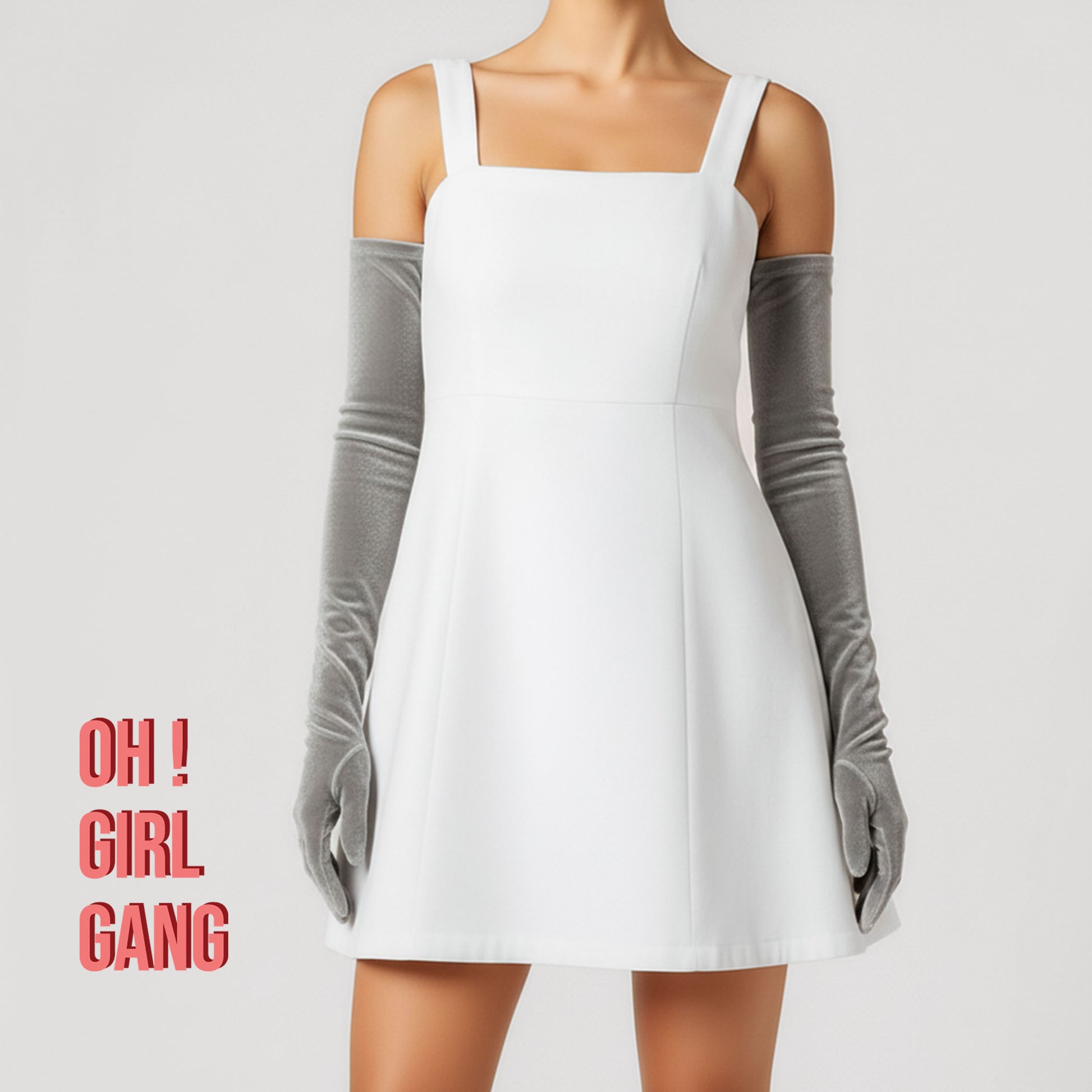Classic Black, Grey Velvet Opera Gloves