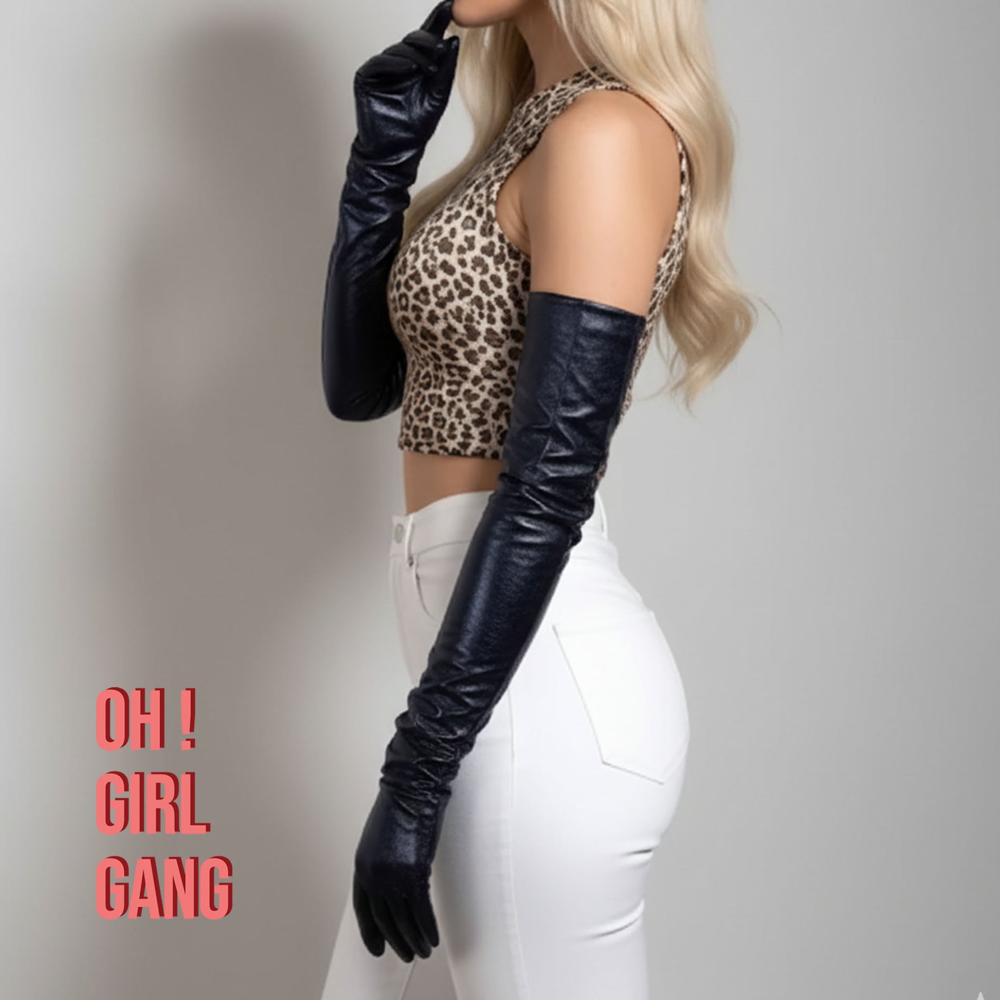 GENUINE LEATHER Opera Gloves: Black