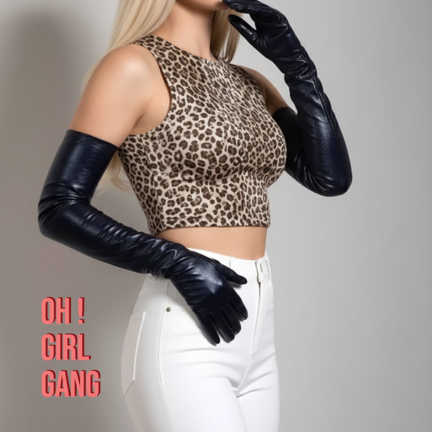 GENUINE LEATHER Opera Gloves: Black