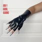Chic Black Faux Leather Fingerless Gloves : Pink