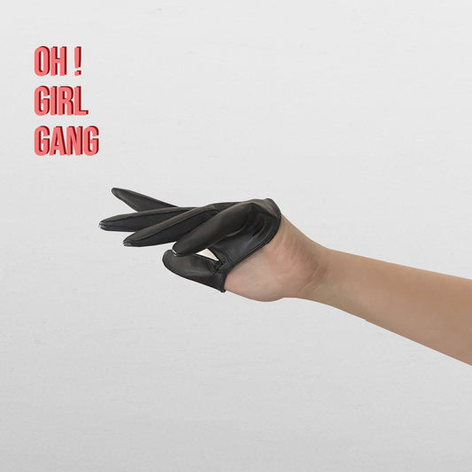 Half Palm Genuine Leather Black Short Gloves