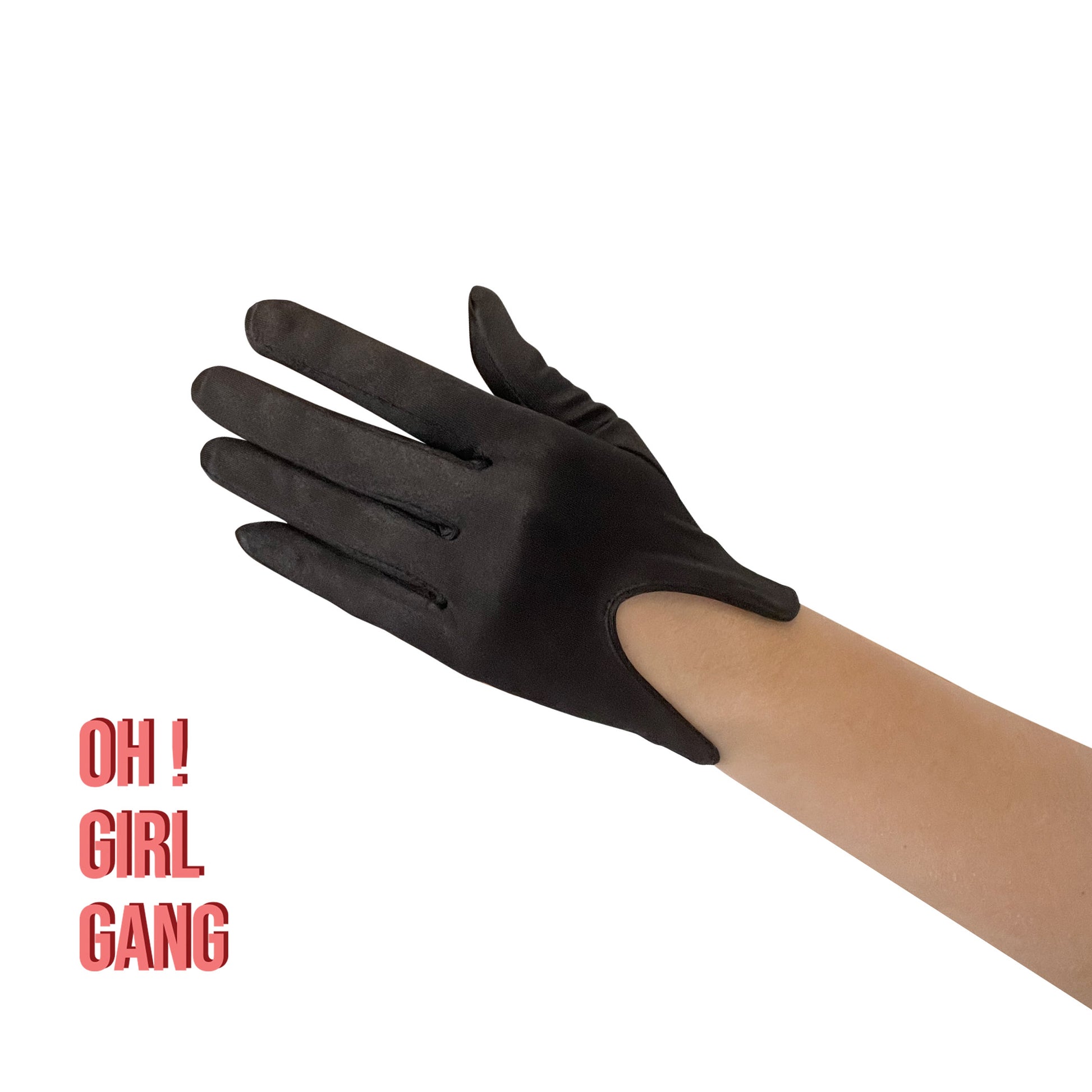 Elegant Black Satin Short Gloves (19cm)