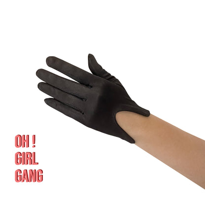 Elegant Black Satin Short Gloves (19cm)