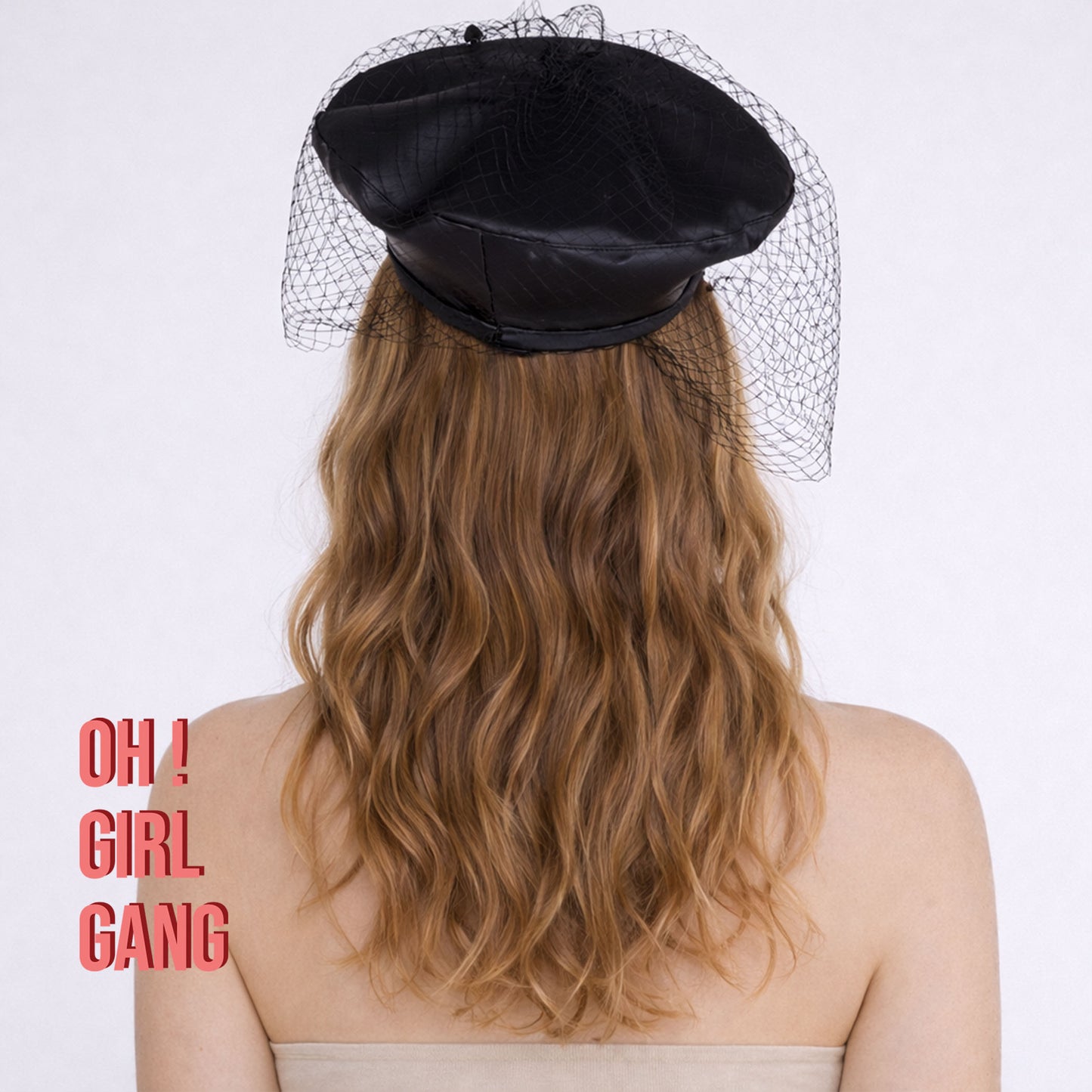 Noir Heart 🖤  Veil Beret, Black hat with heart decoration and black birdcage veil