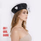 Noir Heart 🖤  Veil Beret, Black hat with heart decoration and black birdcage veil