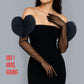 Heart Ruffle Tulle Opera Gloves: Bachelorette Party Bridal Gloves, Black, White, Red
