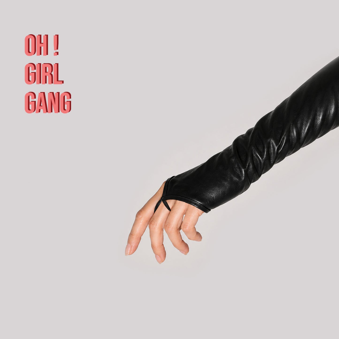 Sleek black fingerless long gloves made from genuine goat leather. Designed with a pointed hand shape and middle-finger loop, available in 30cm, 40cm, and 50cm lengths with sizes S–XXL. Finished with a thin lining for a smooth, comfortable fit.