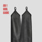 Sleek black fingerless long gloves made from genuine goat leather. Designed with a pointed hand shape and middle-finger loop, available in 30cm, 40cm, and 50cm lengths with sizes S–XXL. Finished with a thin lining for a smooth, comfortable fit.
