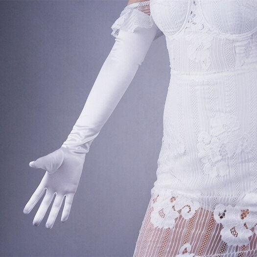 Premium quality. 1920's classic style opera gloves are made of smooth & stretchy satin fabric. Bridal gloves, evening gown gloves, party gloves. Oh Girl Gang Gloves