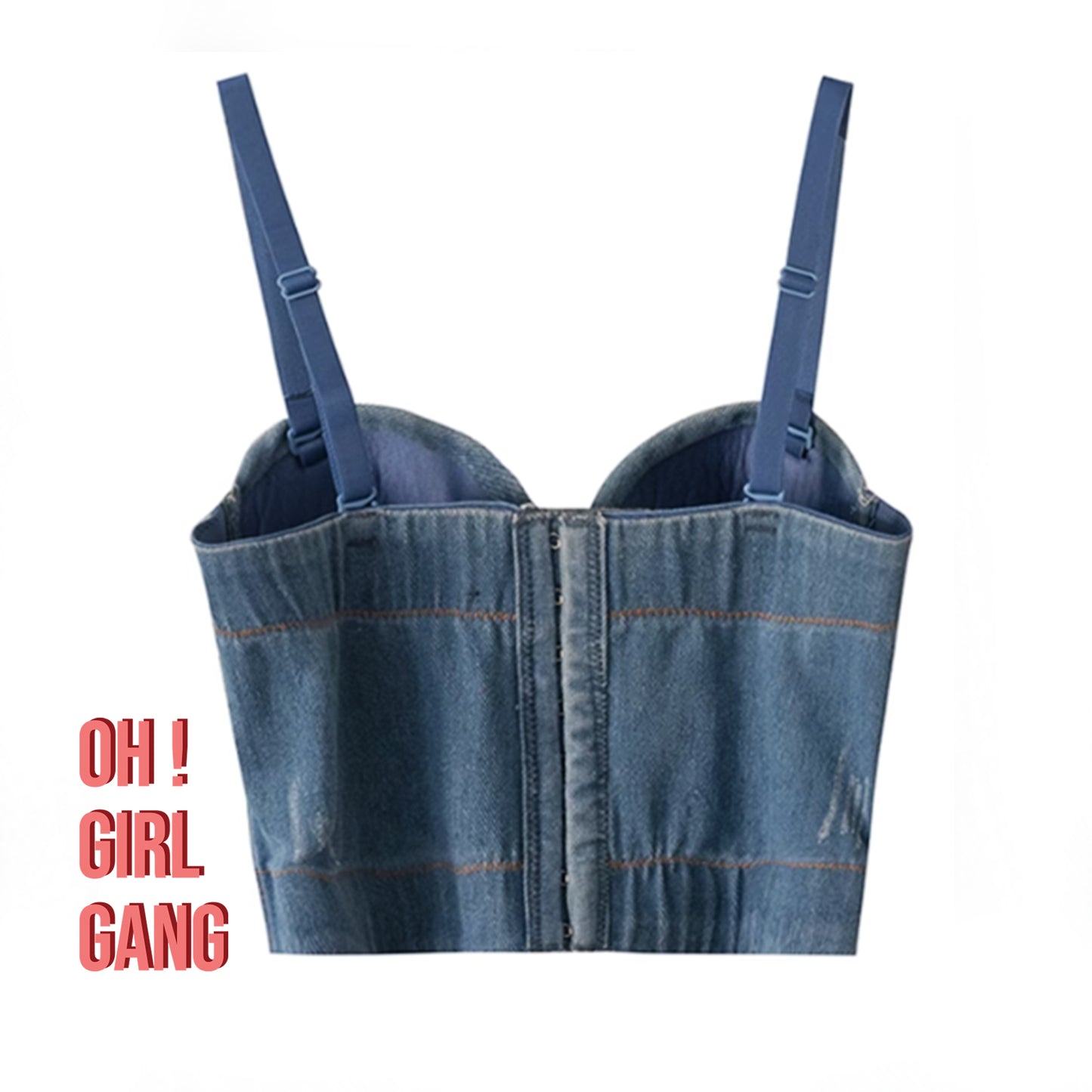 Rhinestone Fringe Denim Bustier