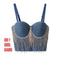 Rhinestone Fringe Denim Bustier