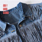 Sparkly Denim Vest | Sleeveless Glitter Button-Up Jacket |
