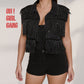 Sparkly Denim Vest | Sleeveless Glitter Button-Up Jacket |