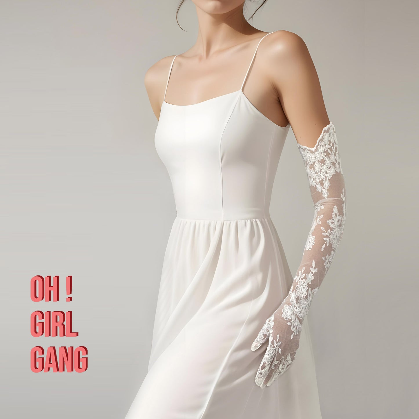 Black Lace Bridal Gloves (62cm)