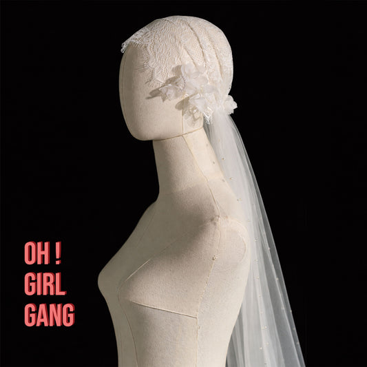 Lace Juliet Cap Veil – 1920s Pearl & Rose Bridal Headpiece | 175cm Floor-Length Veil