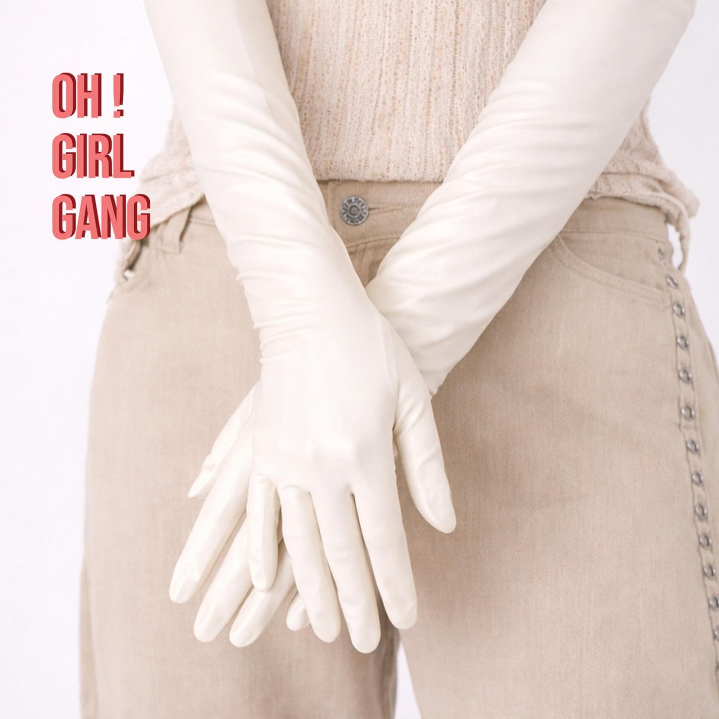 Latex PU Long Gloves (70cm) Beige