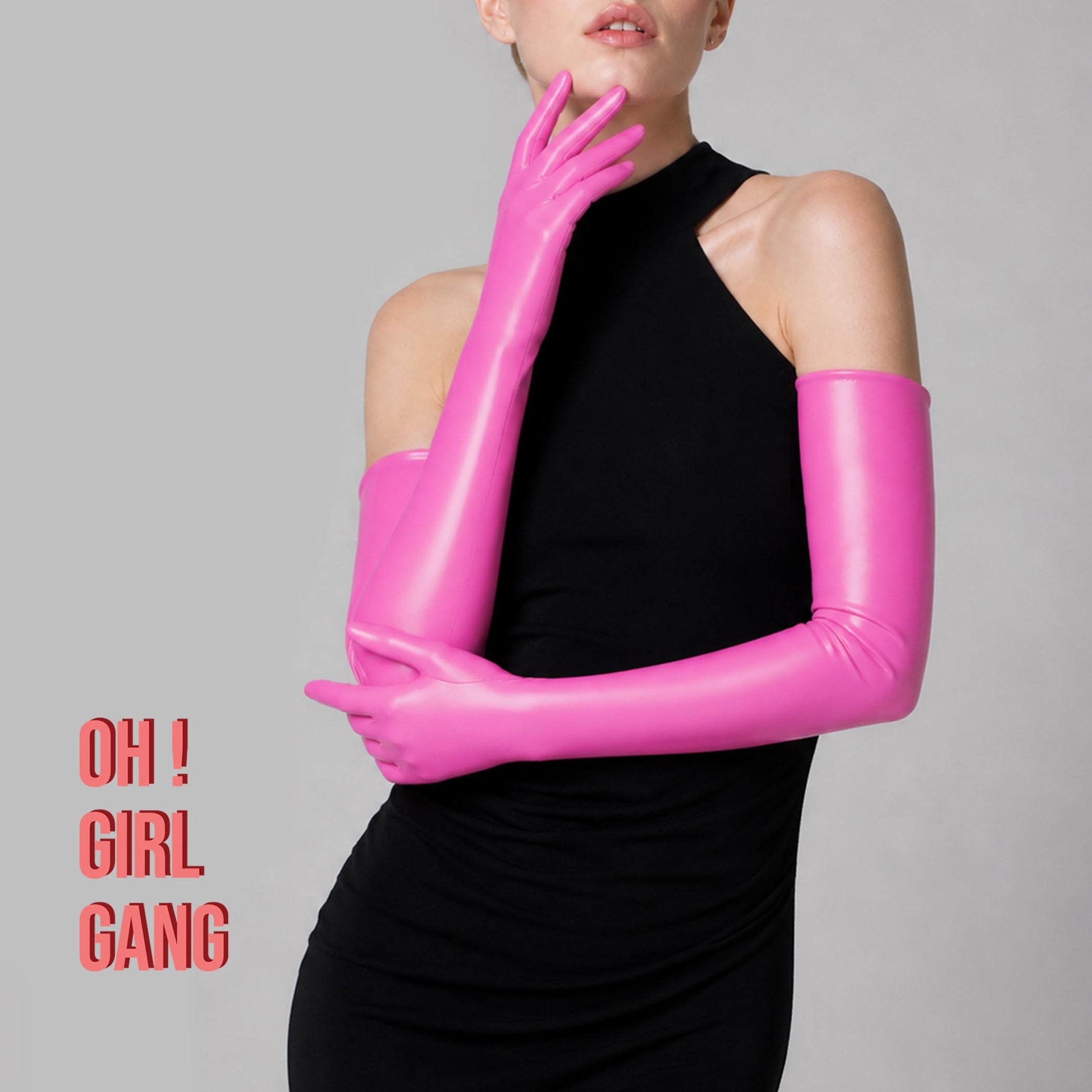 Shiny/Matt Latex Long Gloves, Silver Yellow 70cm Long Ultra Thin High Elastic Touch Screen Latex PU Gloves Drag Stage Festival Gloves