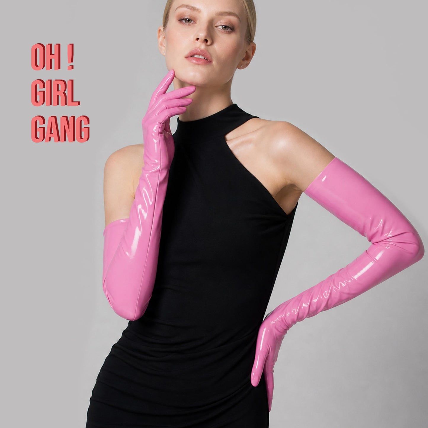 Shiny Latex Long Gloves, Silver Yellow 70cm Long Ultra Thin High Elastic Touch Screen Latex PU Gloves Drag Stage Festival Gloves