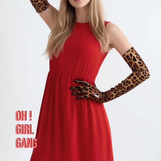 Leopard Print PU Leather Opera Gloves