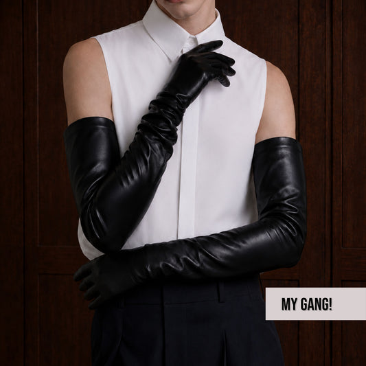 Men’s Genuine Leather Gloves, Custom Long Leather Gloves, Touchscreen Gloves, Thin Lining, Sizes S–XL, 35cm–80cm Lengths