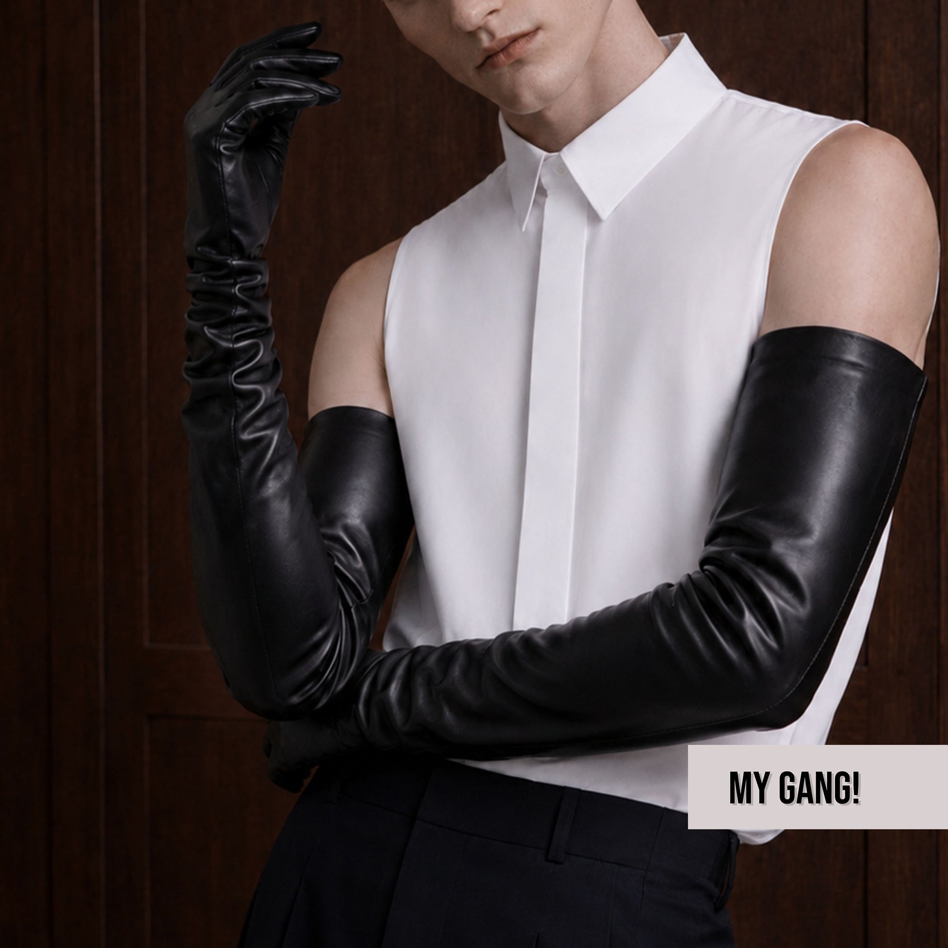 Men’s Genuine Leather Gloves, Custom Long Leather Gloves, Touchscreen Gloves, Thin Lining, Sizes S–XL, 35cm–80cm Lengths