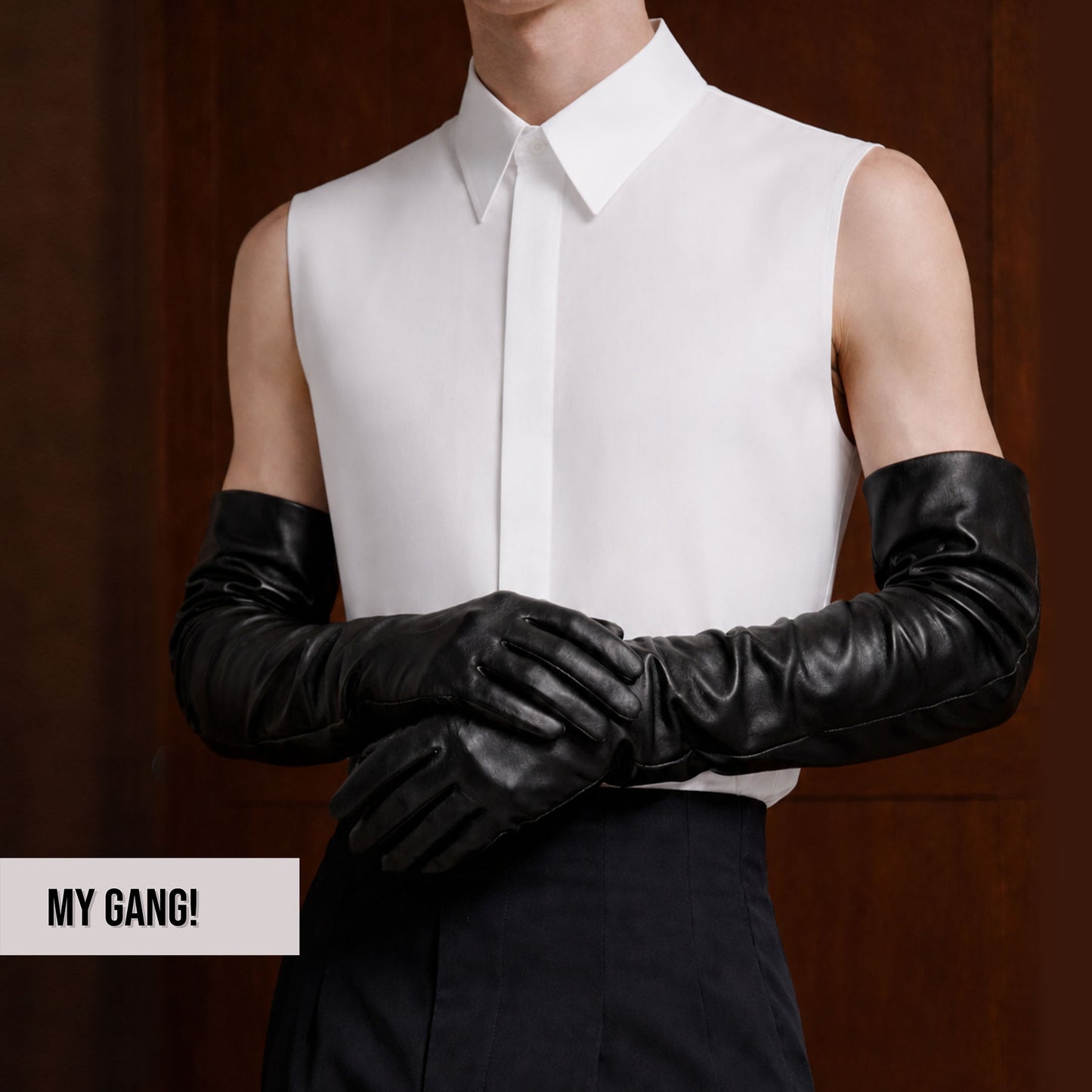 Men’s Genuine Leather Gloves, Custom Long Leather Gloves, Touchscreen Gloves, Thin Lining, Sizes S–XL, 35cm–80cm Lengths