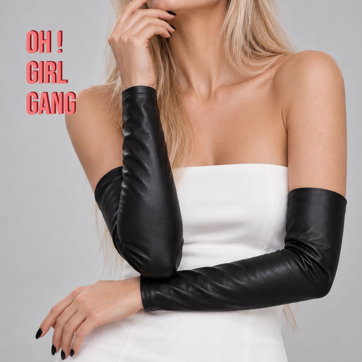 Genuine Leather Long Arm Sleeves – Fingerless Leather Gloves