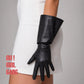 Black Genuine Leather Short Gloves (38cm)
