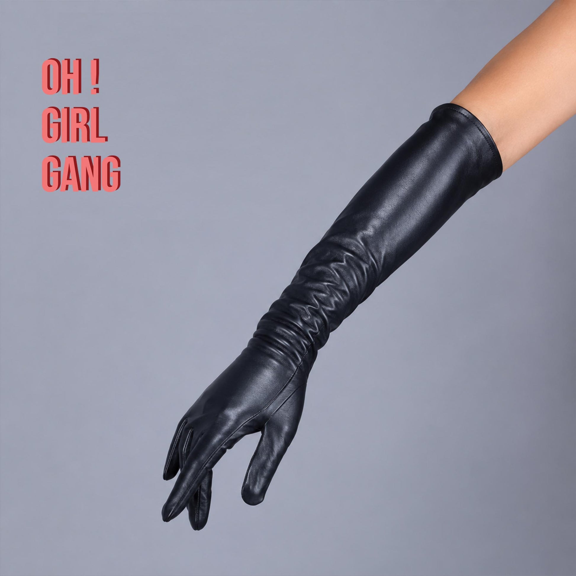 Classic Black Genuine Leather Long Gloves (50cm, 70cm) , S, M, L, XL with Sizes, Good Quality Real Leather Opera Gloves, Warm Winter Gloves