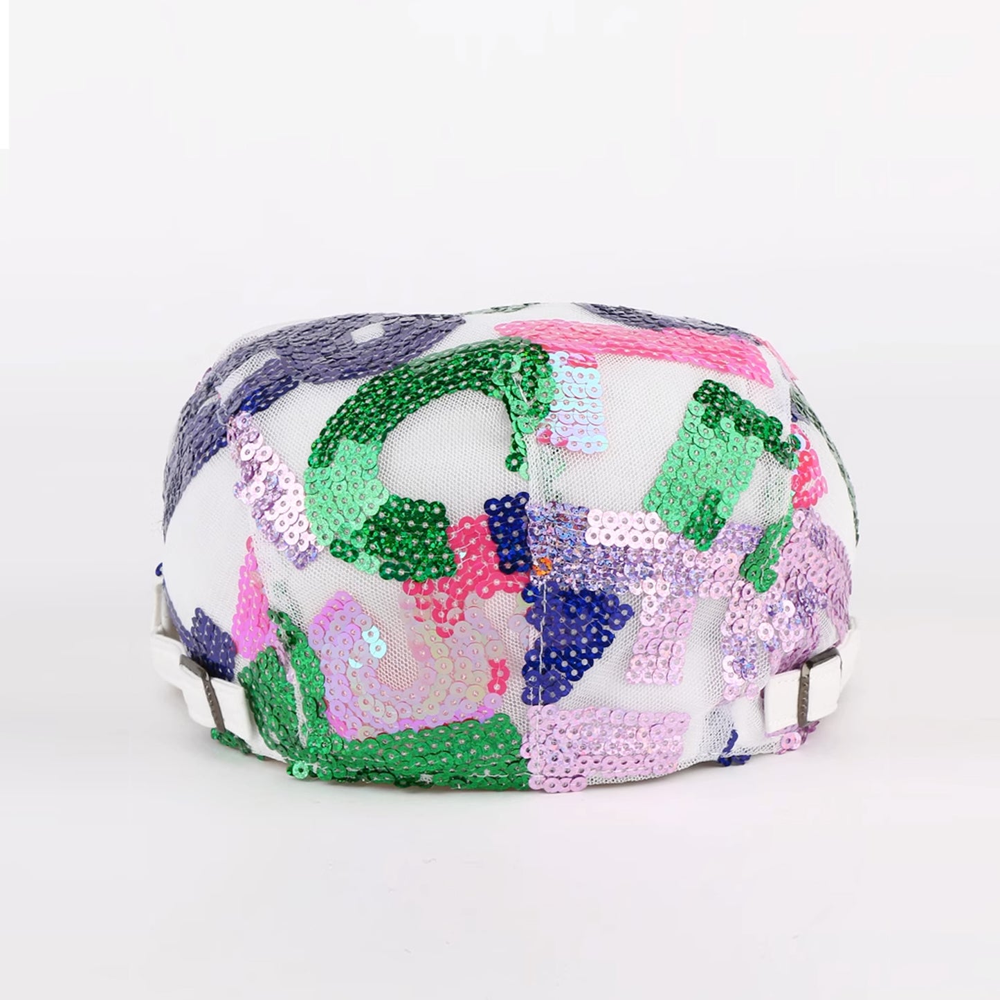 Sequin Alphabet Patchwork Colorful Letters Flat Cap
