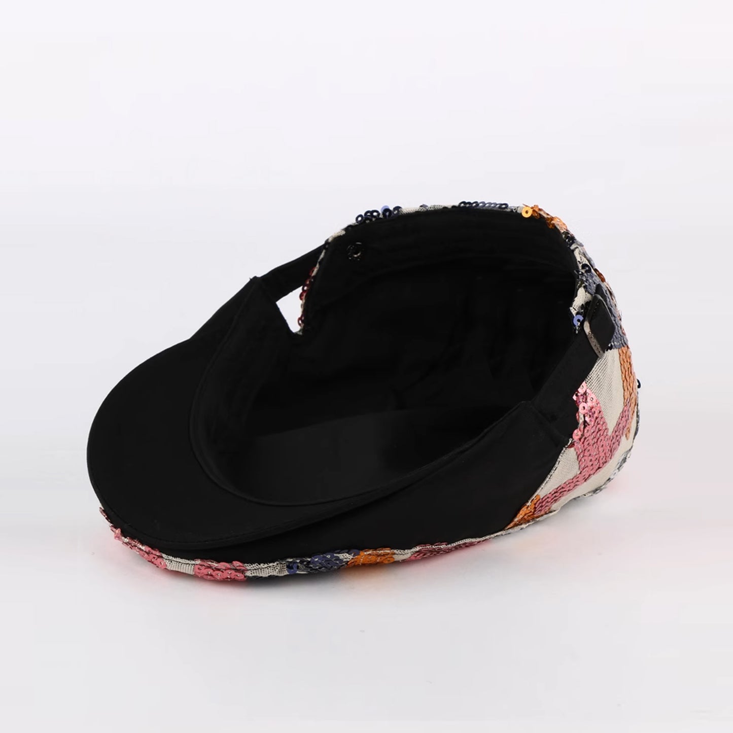 Sequin Alphabet Patchwork Colorful Letters Flat Cap