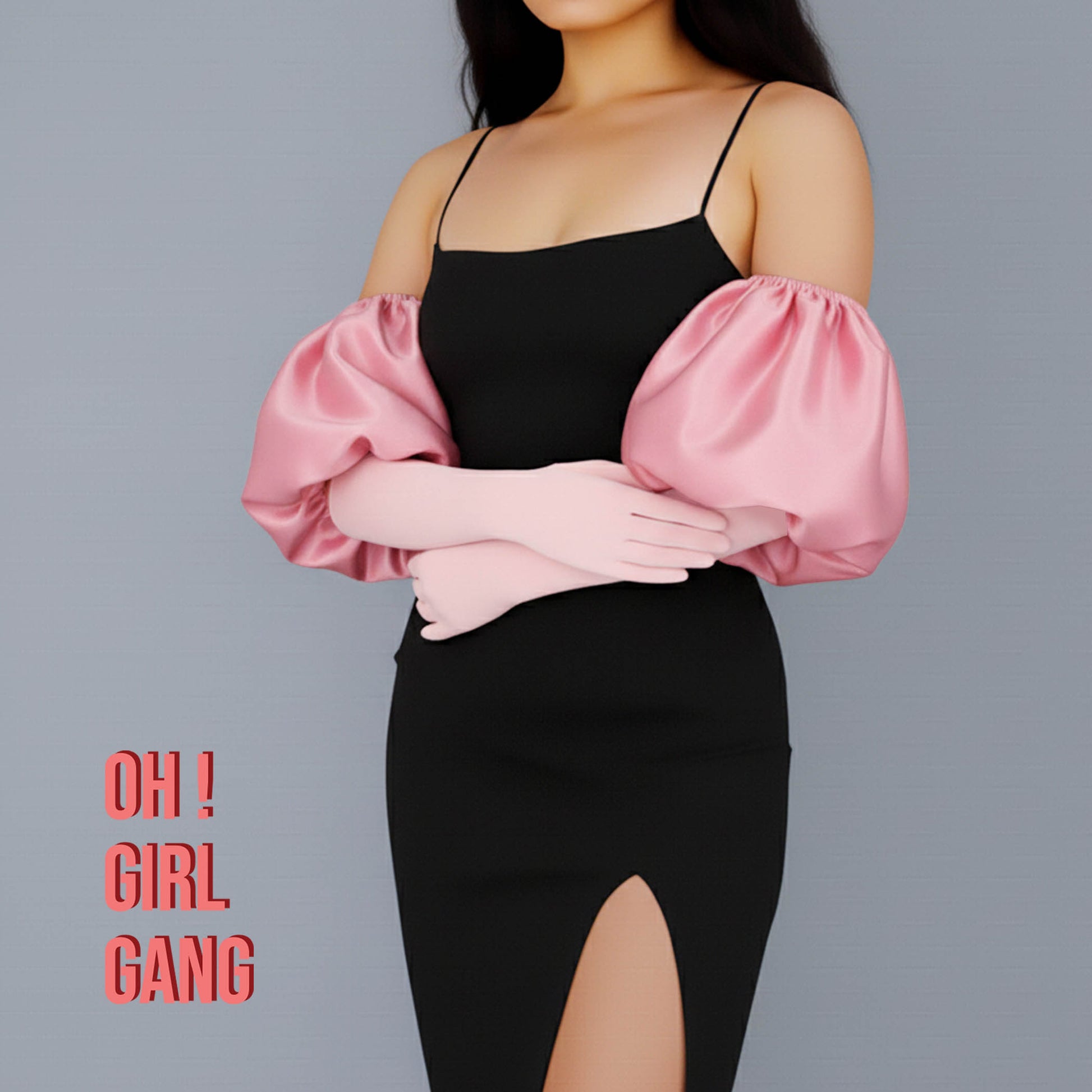 Pink Puff Opera Gloves (50 cm)