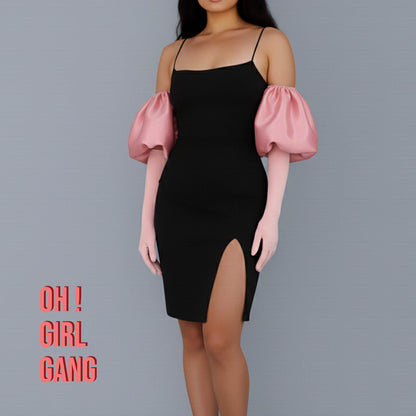 Light Pink gloves with satin puffs