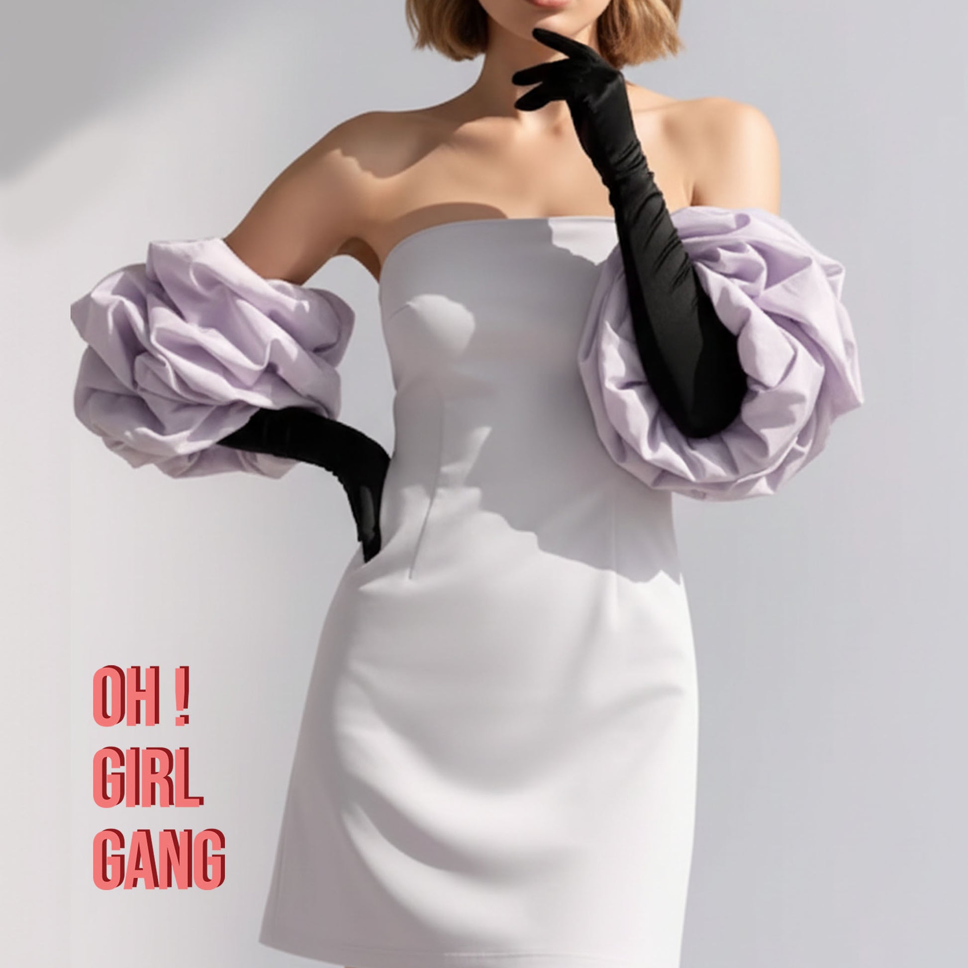 Lilac Puffy with Black Opera Gloves, light purple