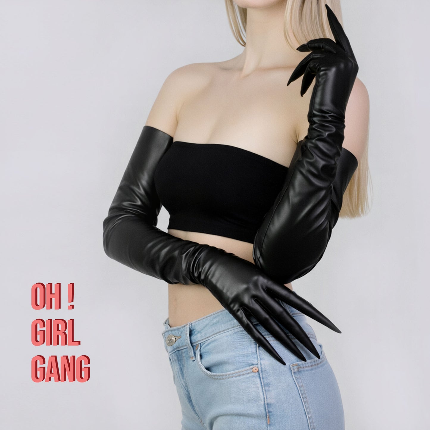 Black Matt Claw-style Extended Finger Gloves – 35cm Short & 70cm Long