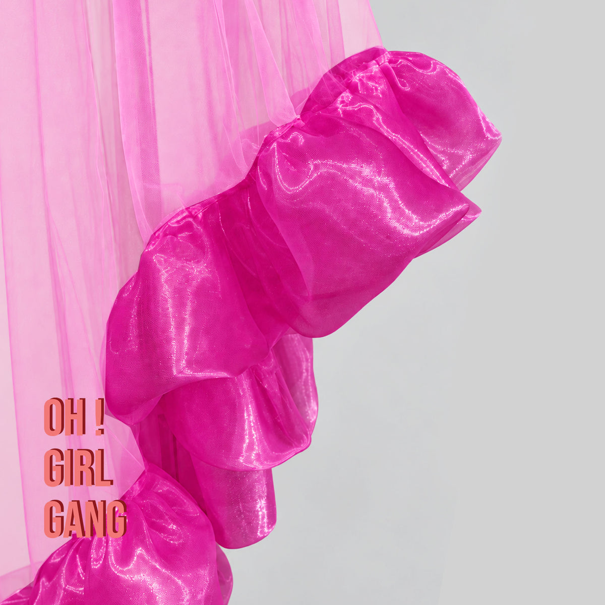 Magenta Pink Ruffle Wedding Veil, 150cm Tulle with Organza Ruffles, Custom Colours