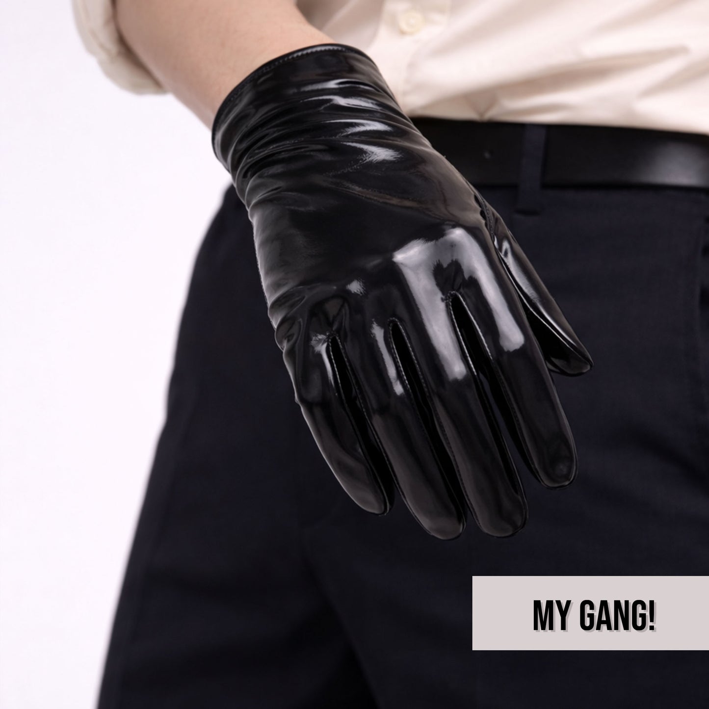 MY GANG! - Men's Patent Leather Short Gloves - genuine patient leather gloves