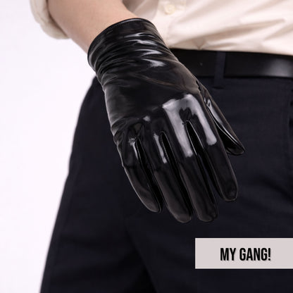 MY GANG! - Men's Patent Leather Short Gloves - genuine patient leather gloves