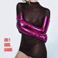 Bold Rose Pink Metallic Glitz gloves in all lengths