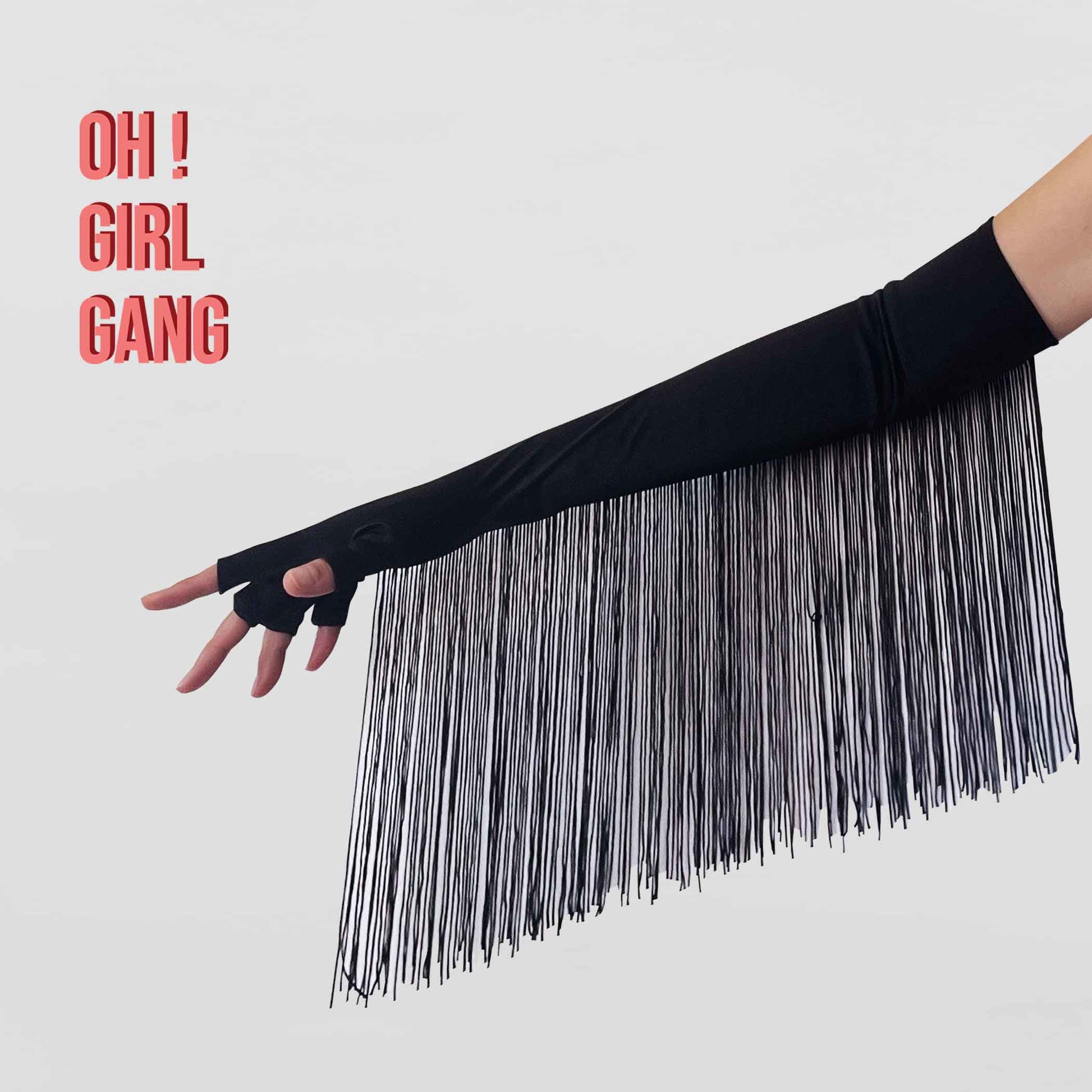 Fringe Tassels Half-Finger Opera Gloves, Satin Gloves in Black, White | Costume, Stage, Party Wear, Concert Festival, Drag Performer Gloves