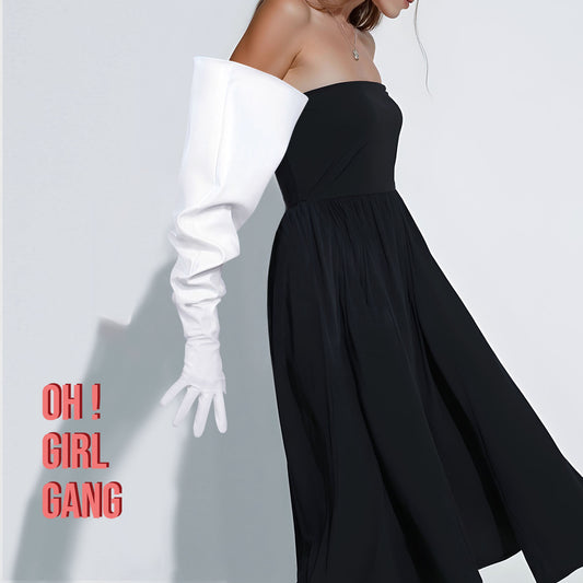 White Matt Big Puff statement gloves, Oversized