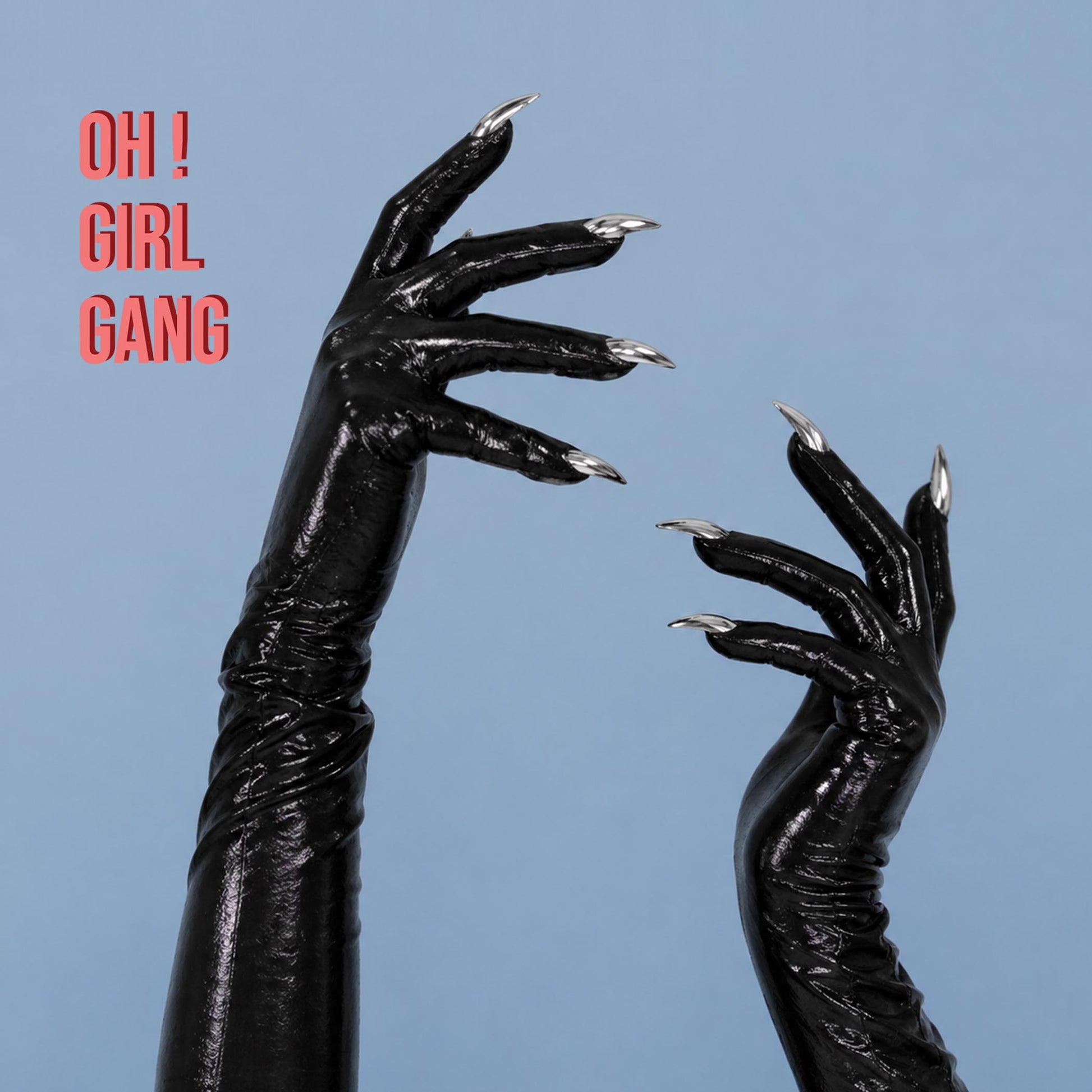 Metallic Black Spandex Long Opera Gloves with Silver Nails- the Little Devil Gloves