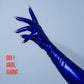 Metallic Blue Spandex Long Opera Gloves with Silver Nails- the Little Devil Gloves