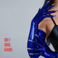 Metallic Blue Spandex Long Opera Gloves with Silver Nails- the Little Devil Gloves