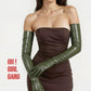 Olives green Leather Long Evening & Opera Gloves