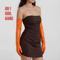 Orange Yellow Leather Long Evening & Opera Gloves