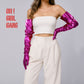 Bold Rose Pink Metallic Glitz gloves in all lengths