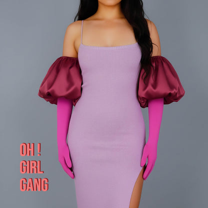 Pink Puff Opera Gloves (50 cm)