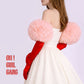 Peach Tulle Puffed Detachable Sleeves with Red Satin Opera Gloves